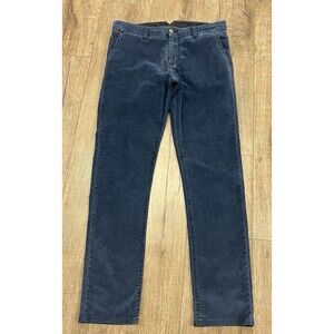 Isaia Napoli Velvet Pants Mens 32 Blue Cotton Stretch Italy Luxury FLAW